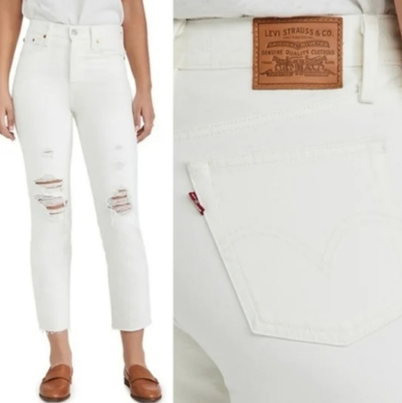 Levi's Wedgie Straight Leg Jeans Distressed White - Picture 4 of 6